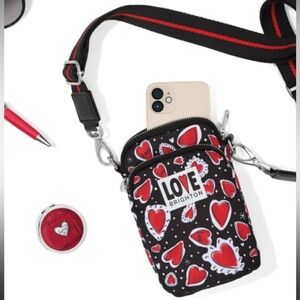 Love Brighton Crossbody Bag Black With Red Hearts